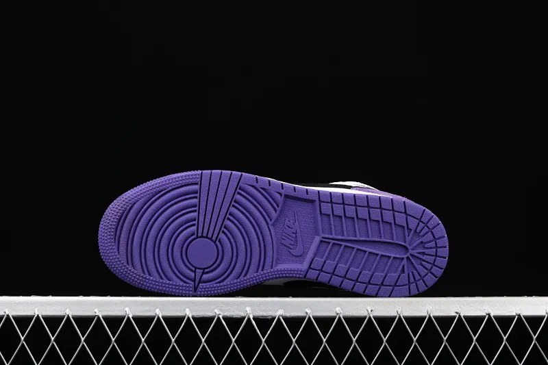 All categories Air Jordan Jordan series basketball shoes Air Jordan 1 Mid G version pure original Air Jordan 1 Mid GS AJ1 Joe 1 black and white purple Chinese basketball shoes BQ6931-105